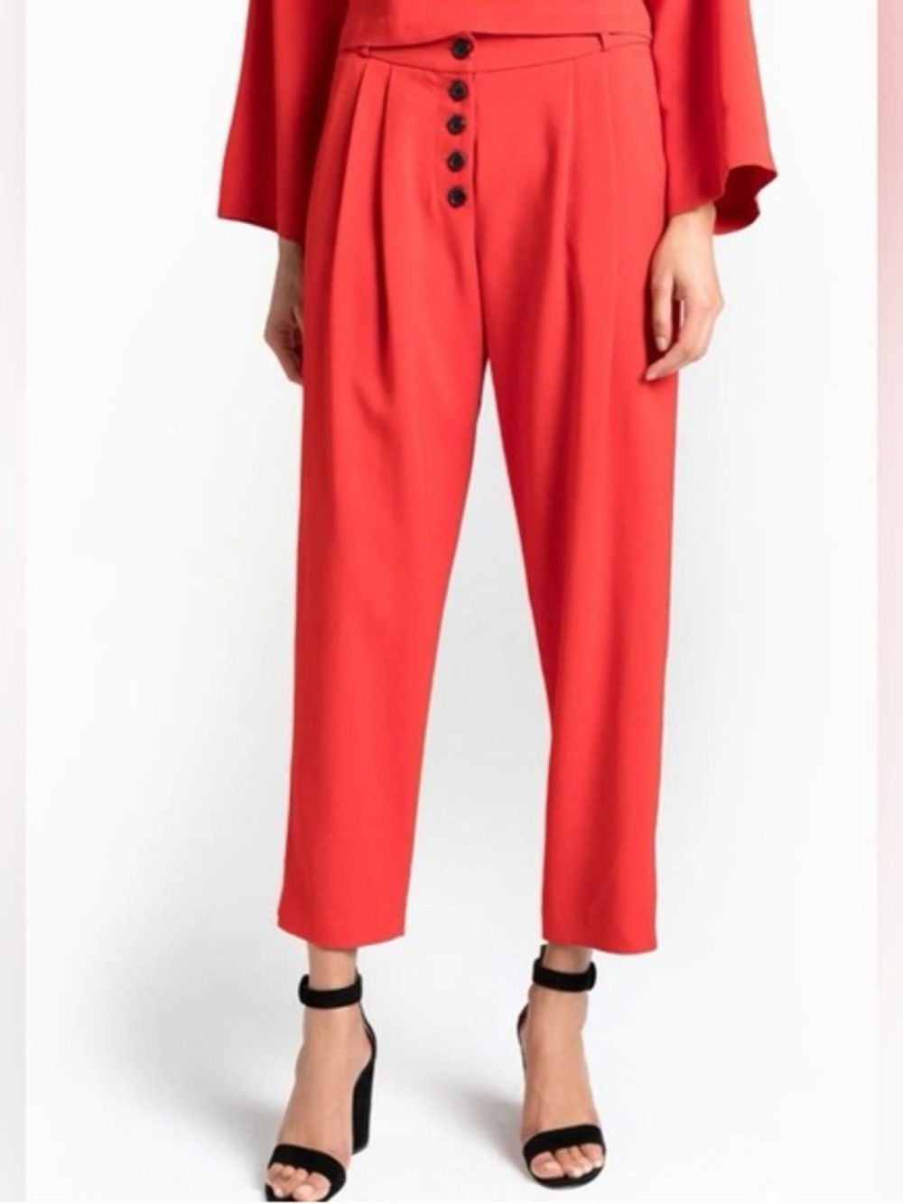 A.L.C. Russel Cropped Button-Fly Crepe Pants High Rise Tailored Size 8